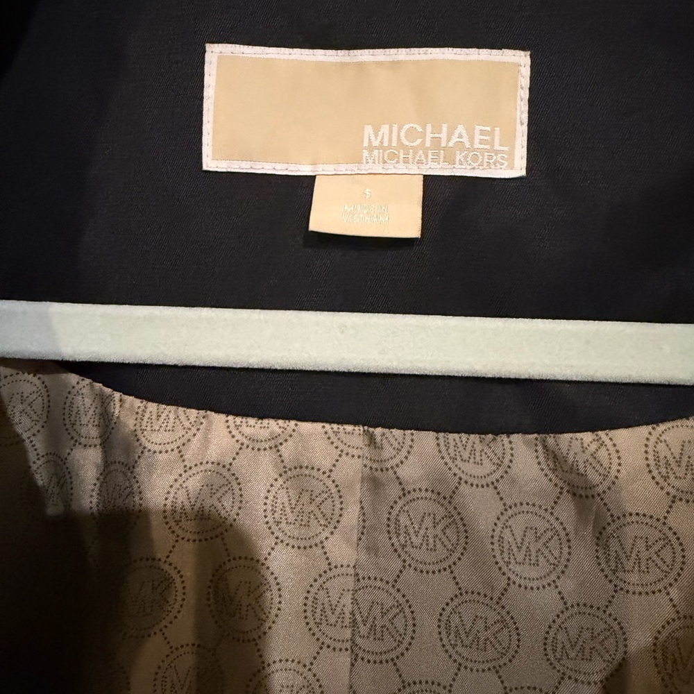 Michael Kors Black Waterproof Trench Coat with Gold Accents - Picture 5 of 7